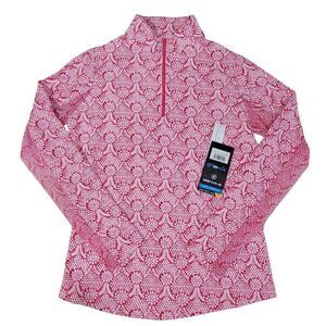 IBKUL Top Womens XS Long Sleeve Mock Neck 1/4 Zip UPF 50 Mesh Sleeve Golf NEW